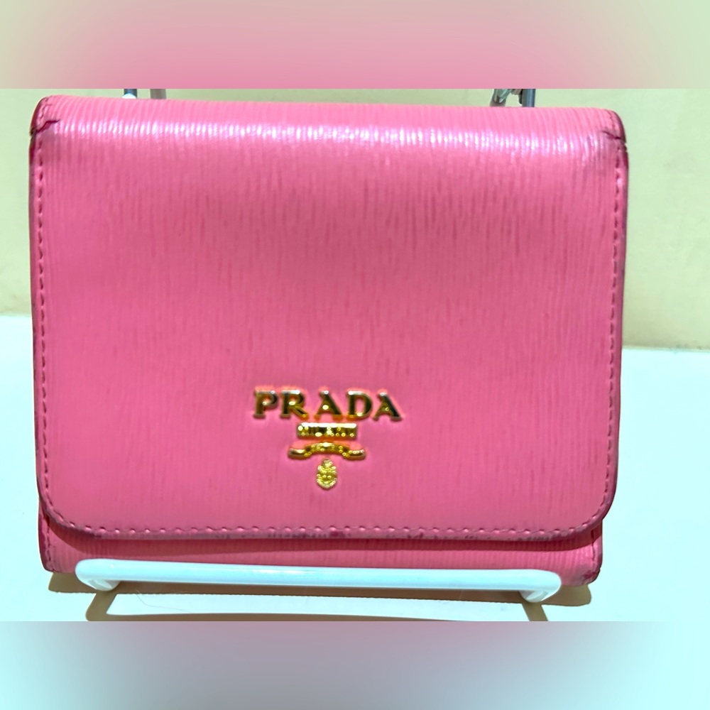 Prada Light Pink Leather Trifold Wallet